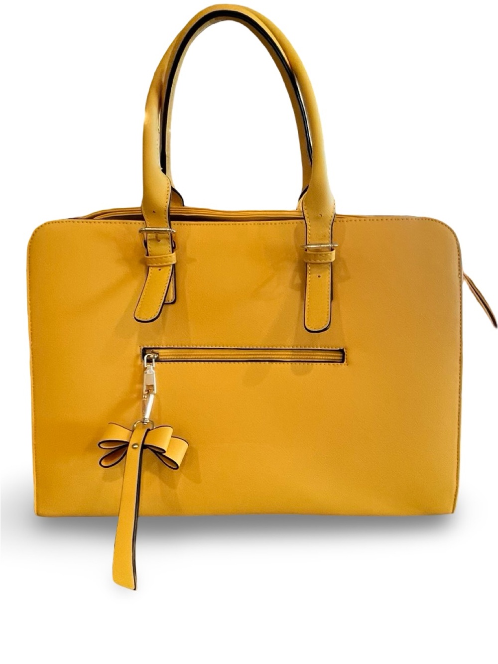 Sunny Yellow PU Leather Tote 16” x 12”